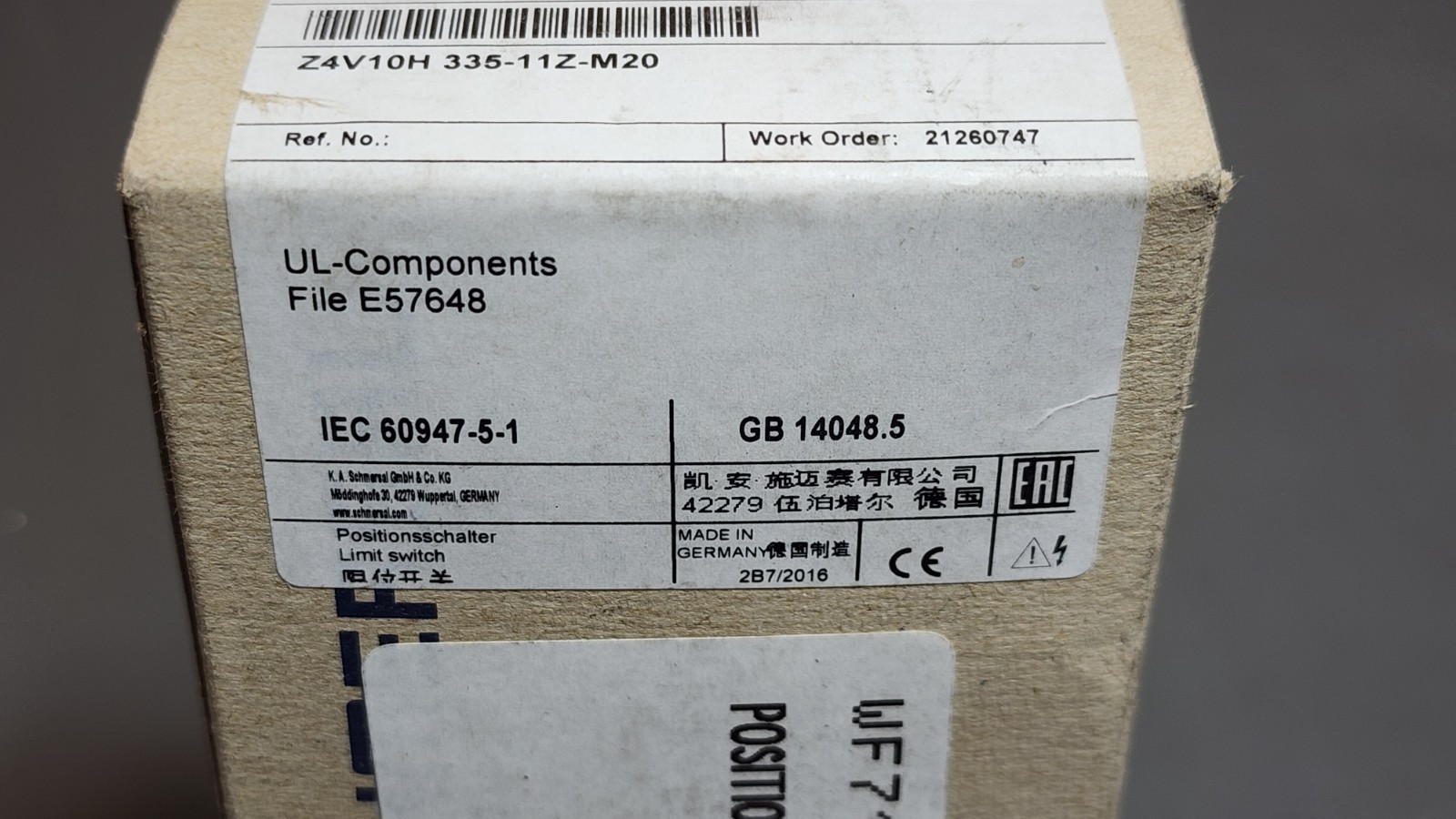 NEW SCHMERSAL Z4V10H335-11Z-M20 LIMIT SWITCH 101162579 Z4V10H33511ZM20