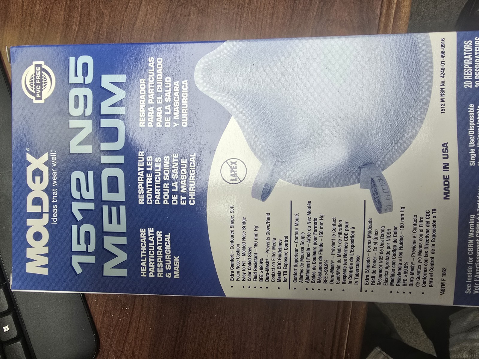 Moldex N95 Respirator surgical Masks Case of 160 # 1512 Medium Exp. Date 12/2025