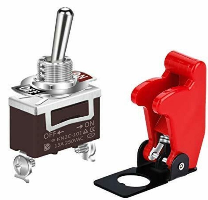 Pilot Automotive Performance Toggle Switch with Red Safety Cover