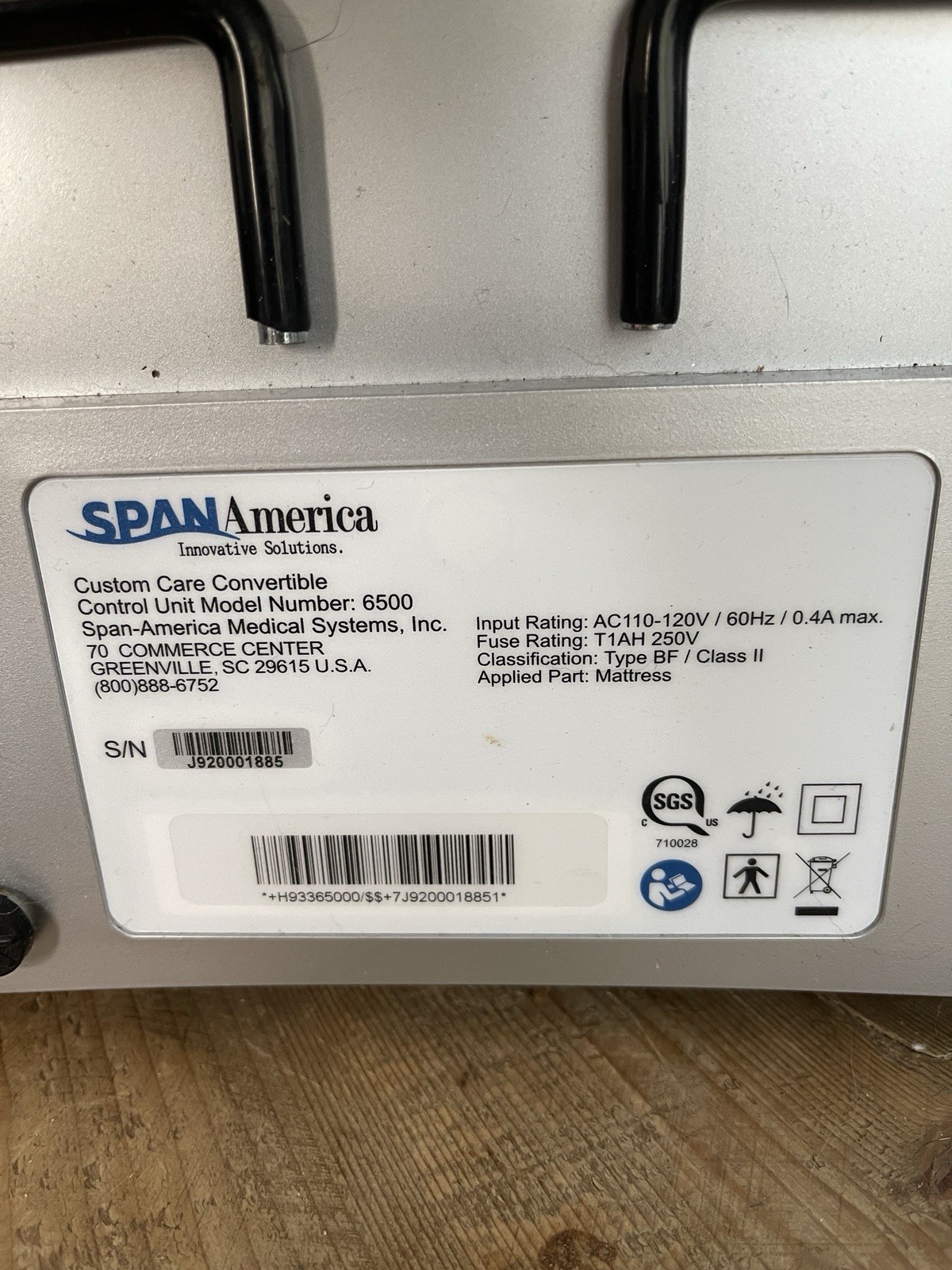 Span America 6500 Custom Care Convertible Mattress Control Unit UNTESTED