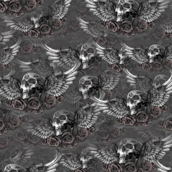 Winged Pistol Skull 23 – 16″ x 48″ Hydrographic Film Hydro Dipping