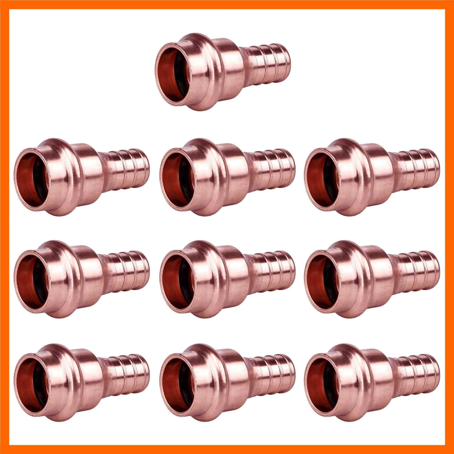 Copper Press Fittings Crimp Coupling Adapter, 10-Pcs 1/2 Press x 1/2 PEX inch…