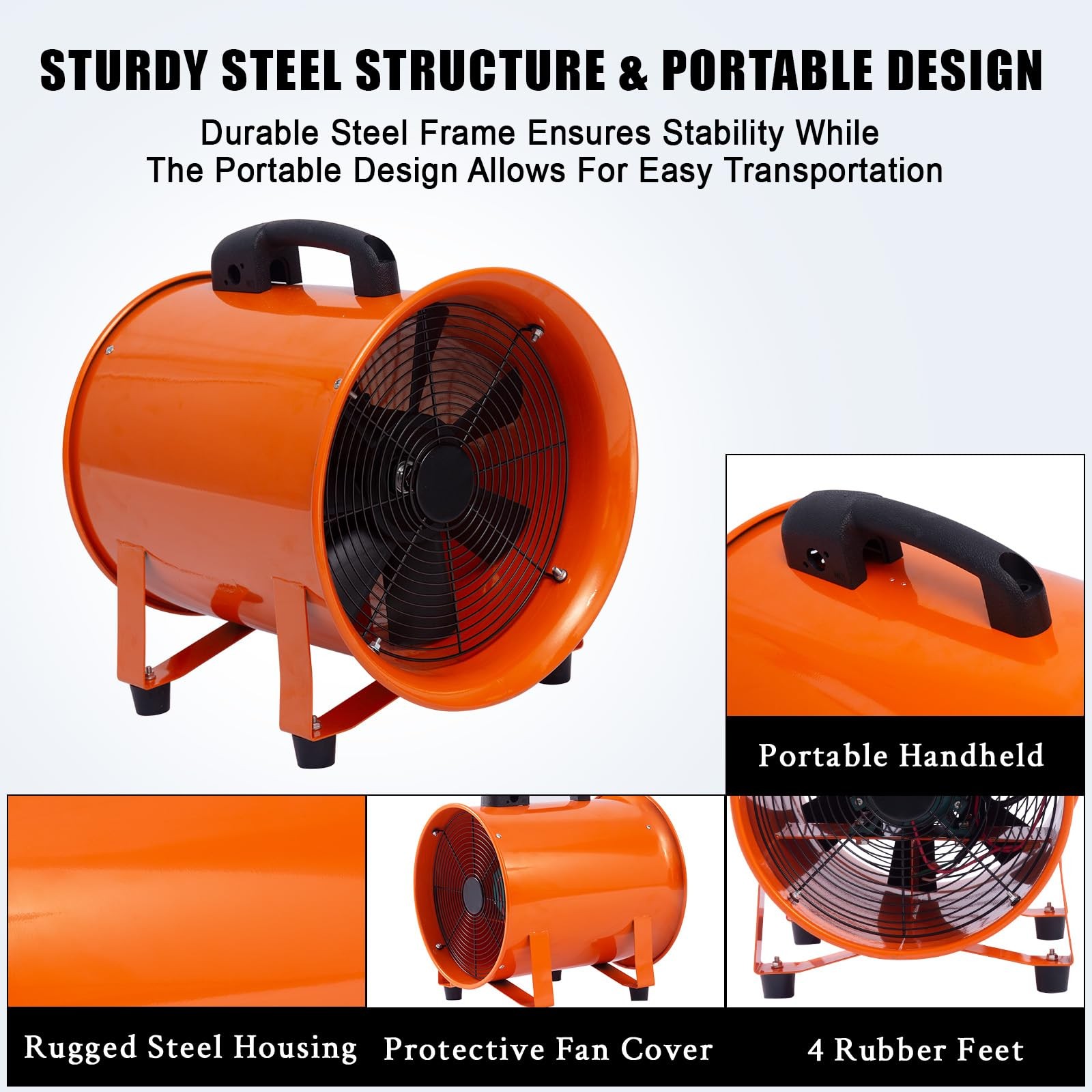 12 in Utility Blower Exhaust Fan with 32.8 ft Duct 3500 r/min & 3500 CFM