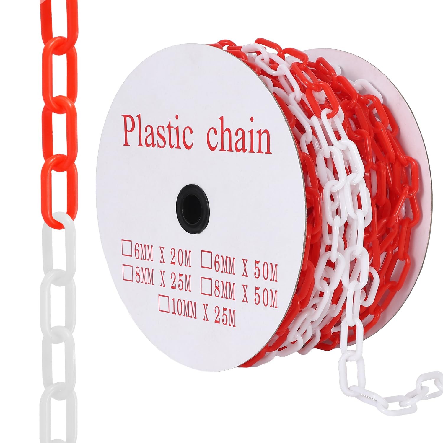 240FT Plastic Safety Chain 1.5in Links 6mm Thick included 50 Hooks Crowd Control