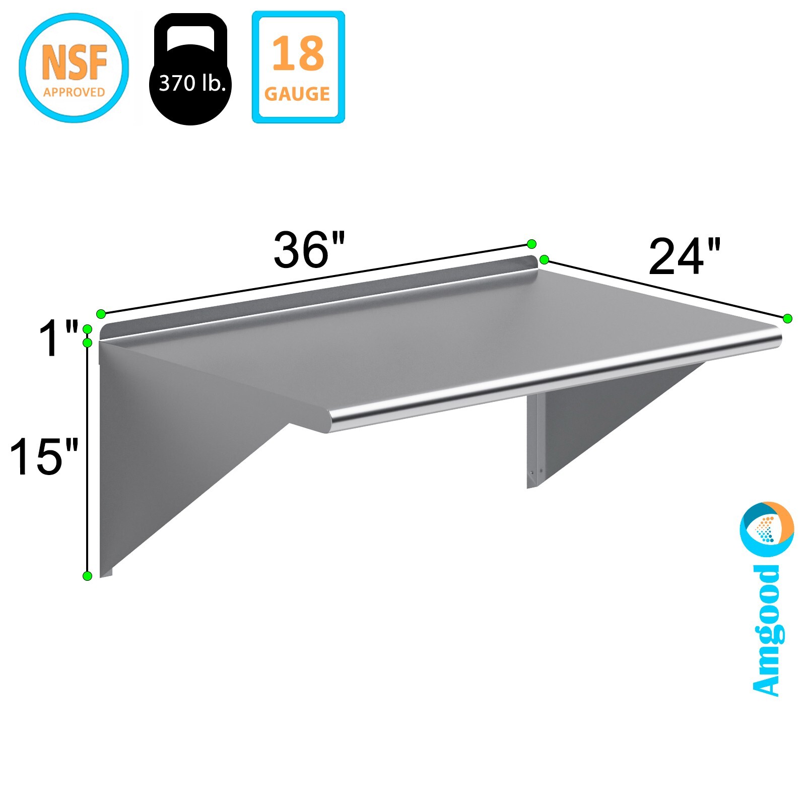 24 in. x 48 in. Stainless Steel Wall Shelf