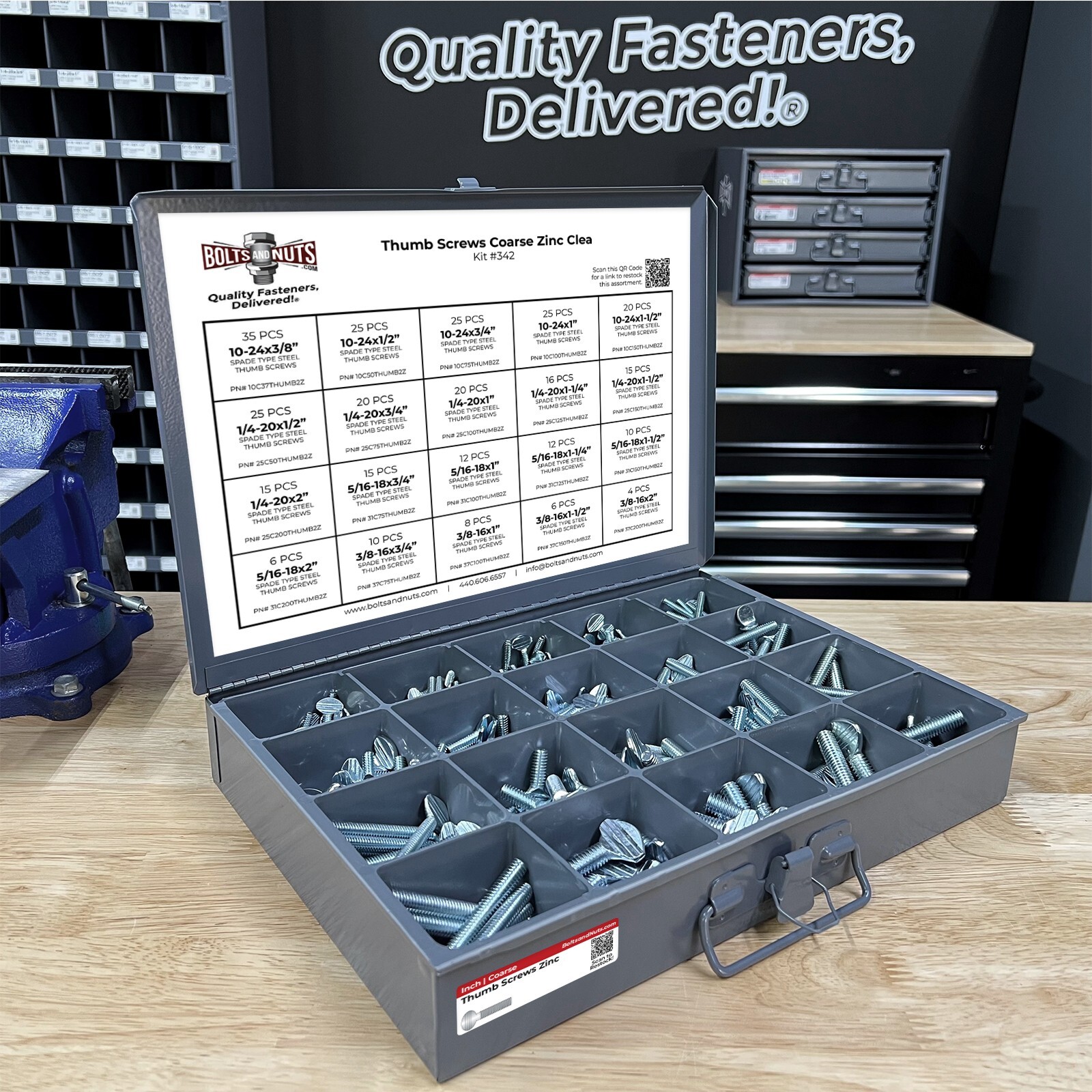 Spade Type Thumb Screws Coarse Zinc Clear Assortment – 325 PCS