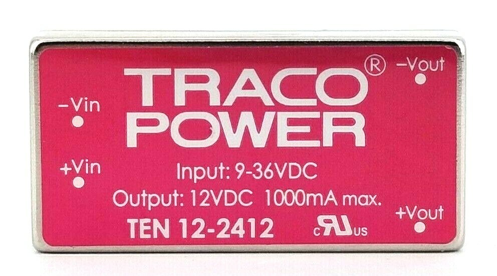 Traco Power, TEN 12-2412 Isolated DC/DC Converter, Input Voltage: 9-36VDC