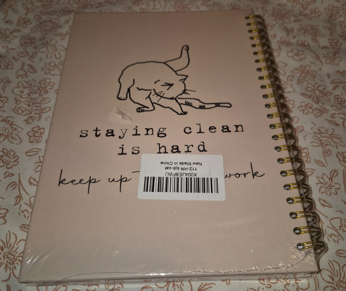 Beige Cat Quote, Wire Bound Journal 8.25 x 6 inches NEW