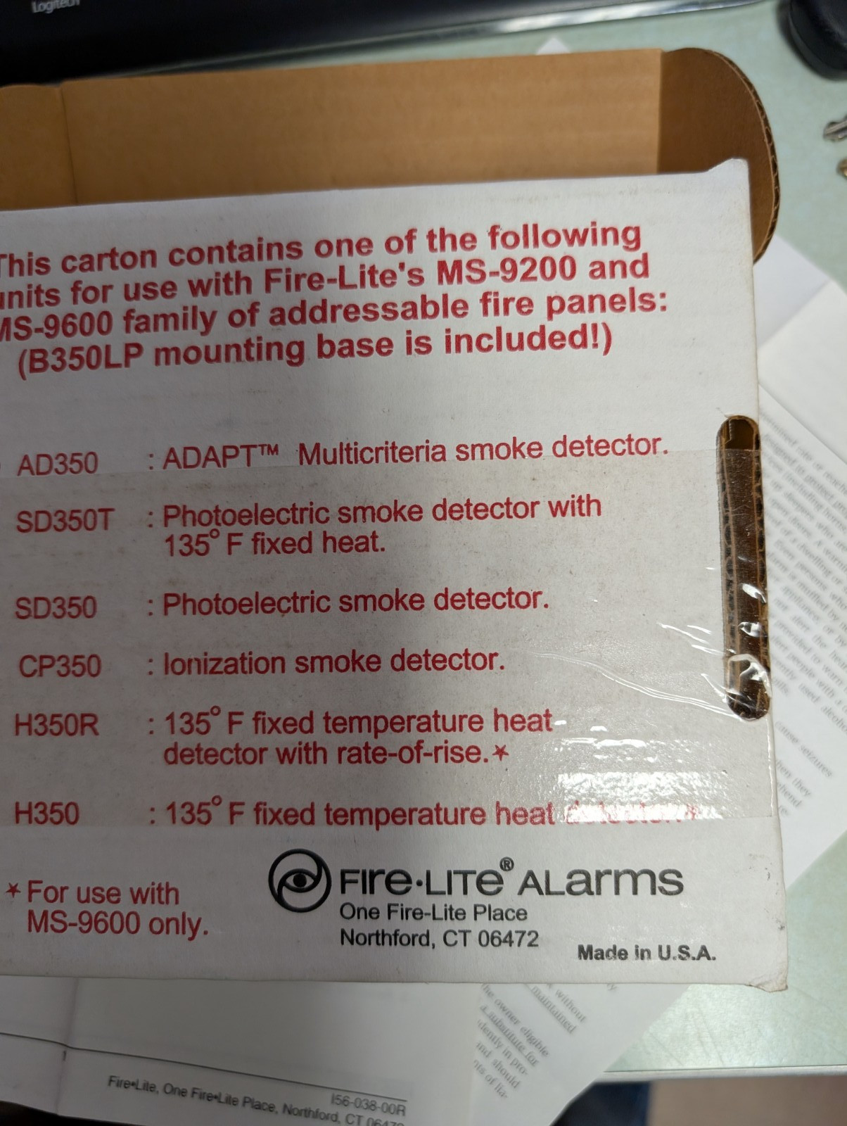 NOS Fire-Lite Low Profile Addressable Smoke and Heat Detector – H350