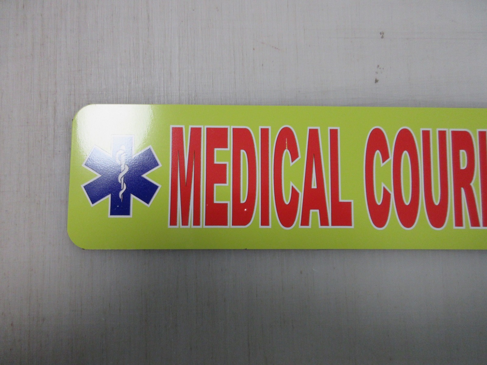 Medical Courier Yellow & Red Blue Vehicle Magnetic Sign 3″x12″ Car Truck Van SUV