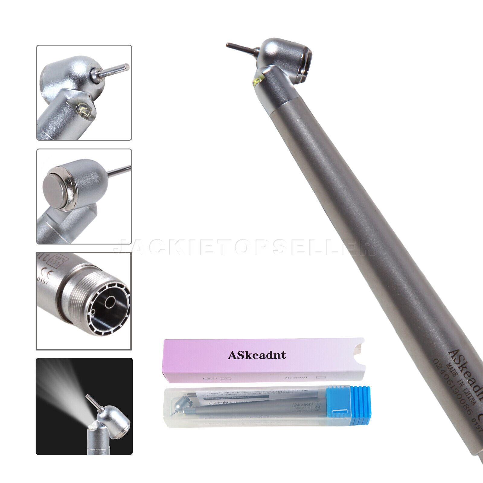 LED Dental Surgical Handpiece 45° Angle 2 Hole Borden Rear Exhaust Impact Air