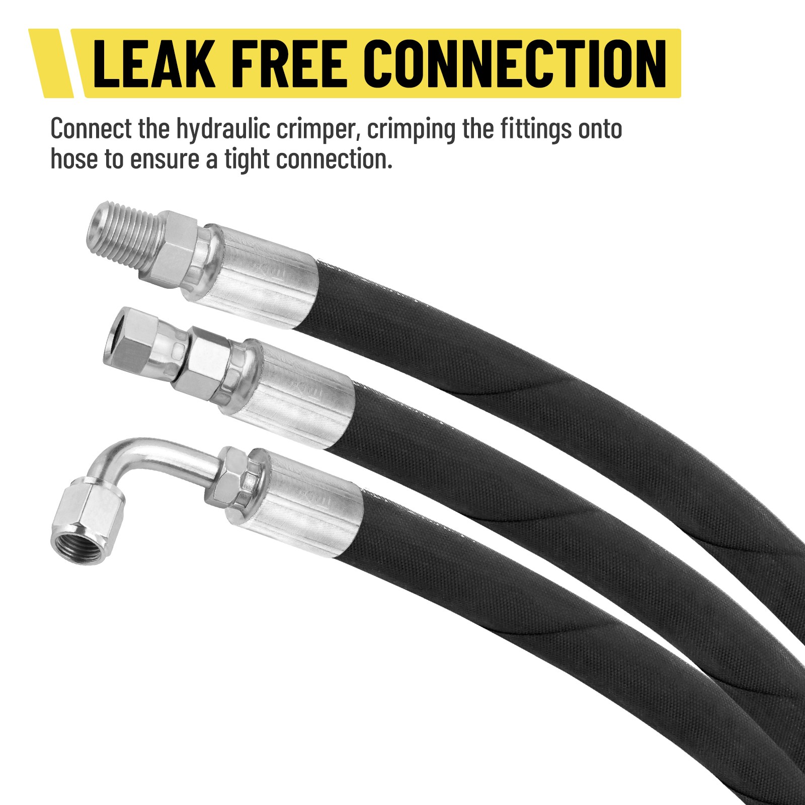 50FT 1/4″ Hydraulic Hose w/ 16 Fittings (JIC Female & NPTF Male & JIC Female 90°