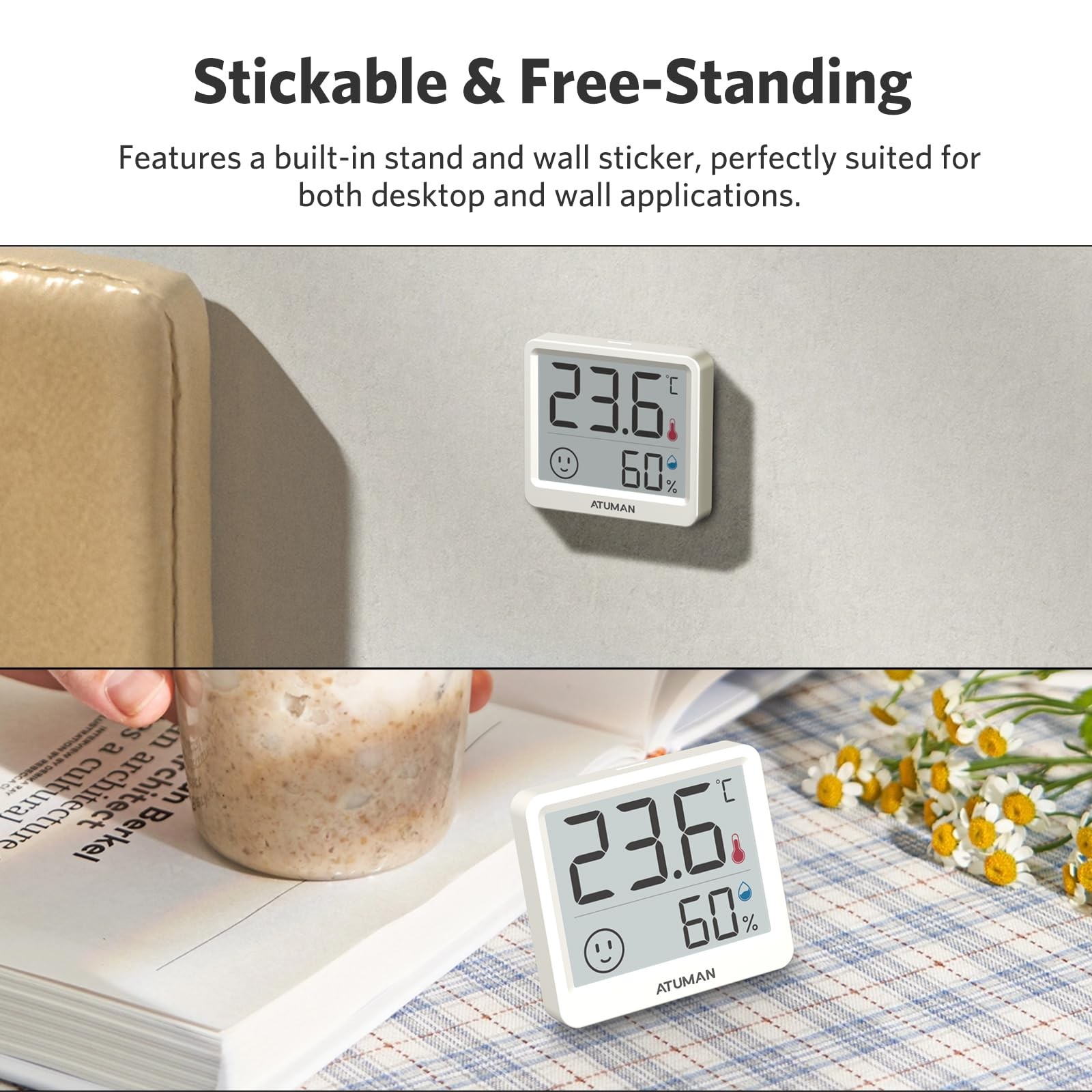 ATuMan Mini Digital Hygrometer Indoor Thermometer with Temperature and 2.5in
