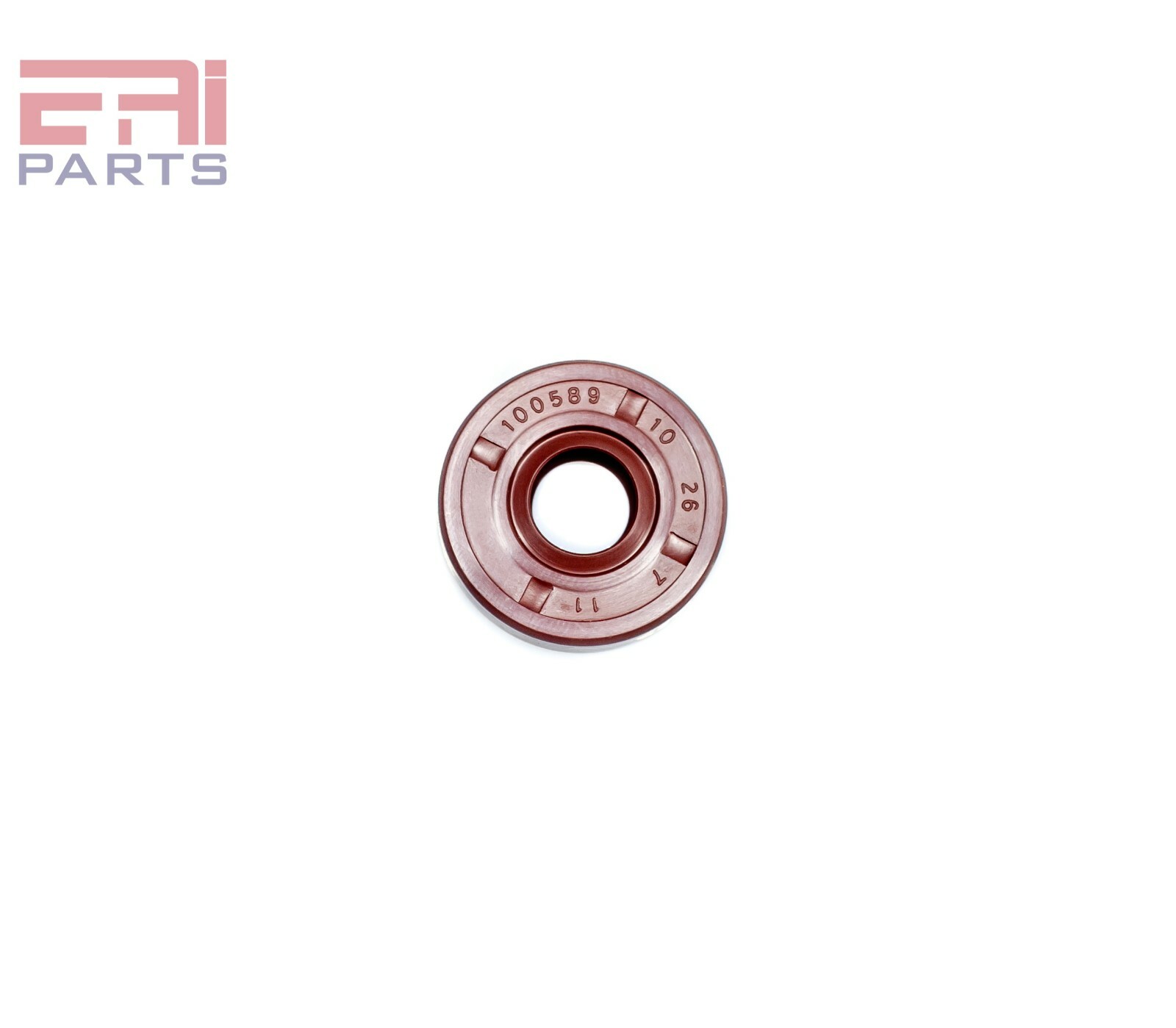 EAI 10x26x7mm FPM/FKM Oil Shaft Rotary Seal w/ Stainless Steel Spring Dbl Lip