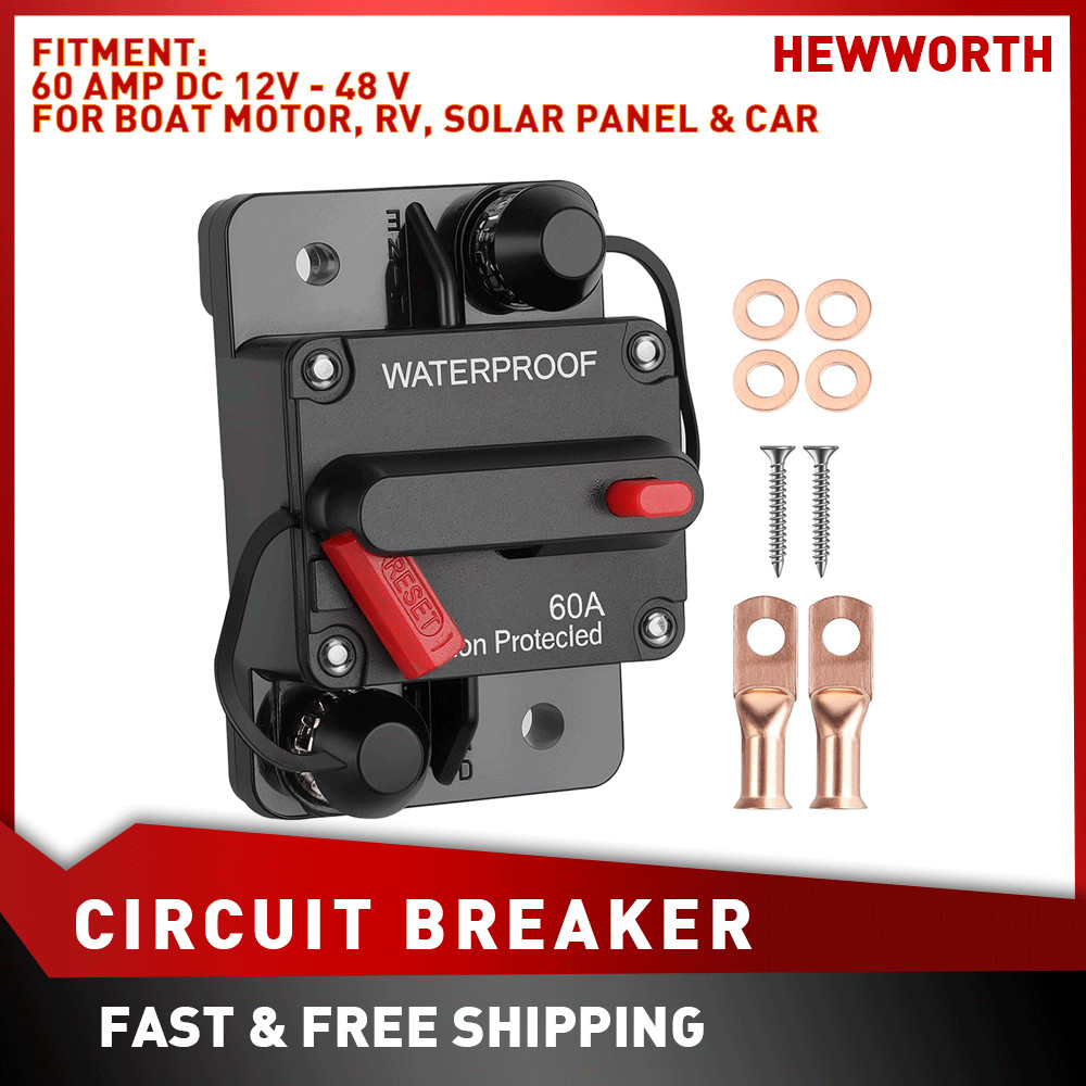 12V-48V Fuse Holder Automotive Marine Trolling Motor Solar Panel Circuit Breaker