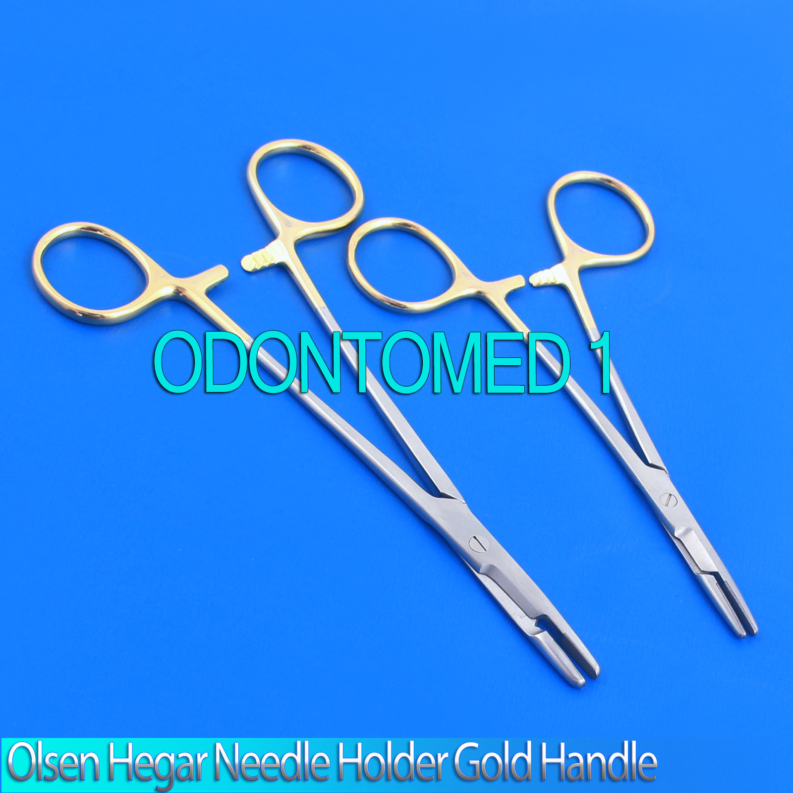 2 Gold Handle O.r Grade Olsen Hegar Needle Holders Hemostat Scissors 5.5″+ 6.5″
