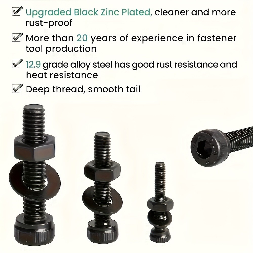 1260PCS Metric Bolt Nut Washer Set – 12.9 Steel for DIY & Repairs