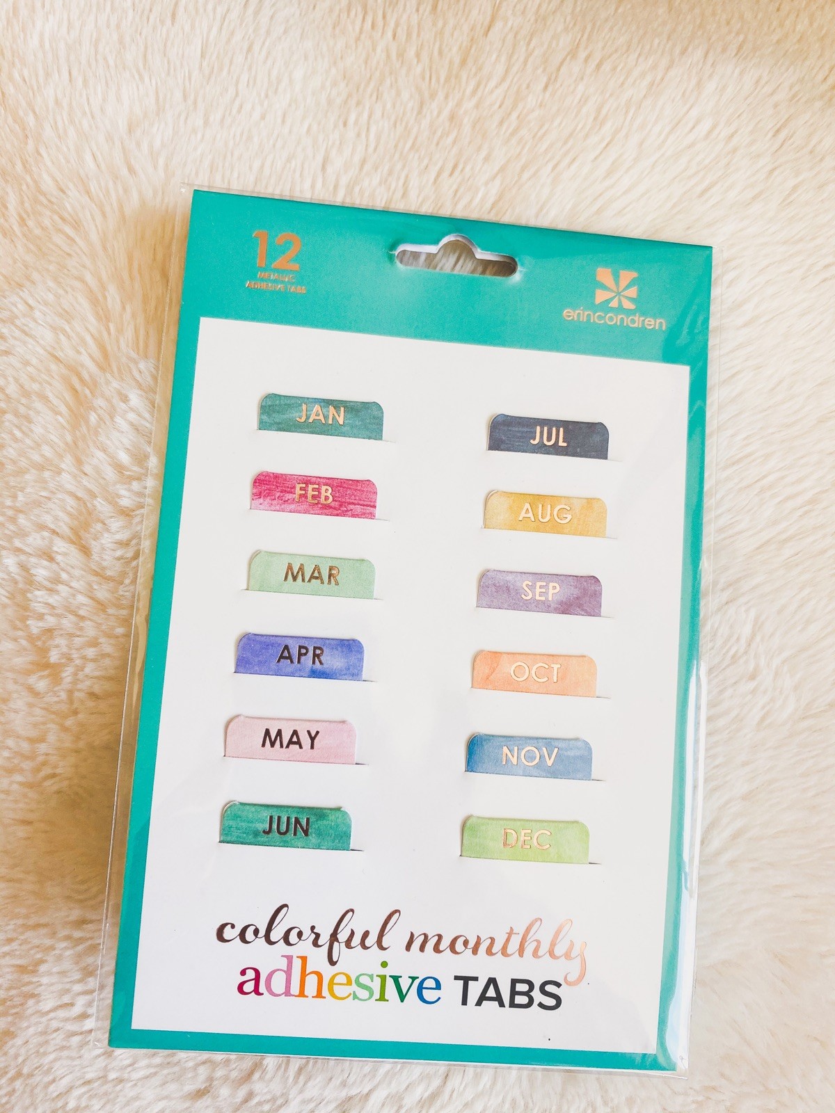 NEW Erin Condren (12) Colorful Monthly Adhesive Tabs planner accessory