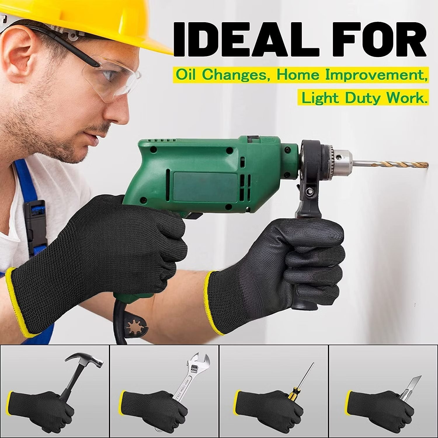 240 PAIRS PU COATED SAFETY WORK GLOVES GLOVE GARDEN GRIP MENS BUILDERS GARDENING