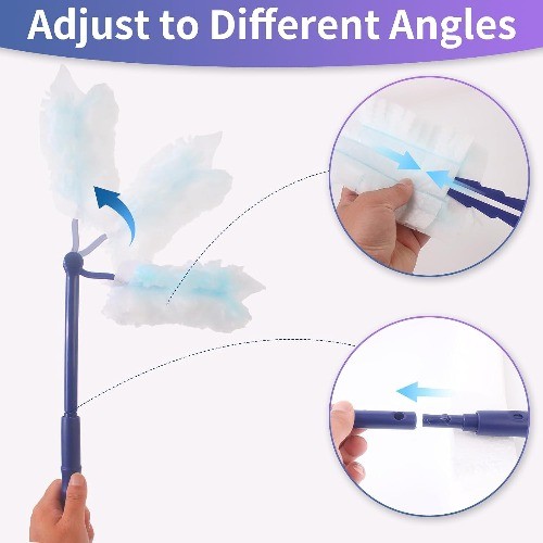 Replacement Duster Handle with Adjustable Length for Duster Refills, Blue