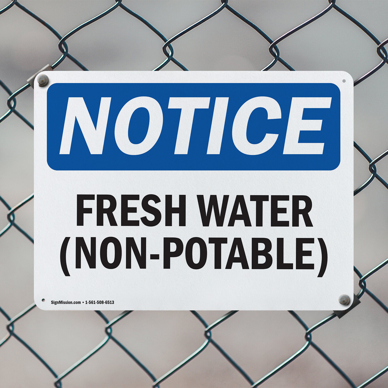 (2 Pack) Fresh Water (Non-Potable) OSHA Notice Sign Decal Metal Plastic
