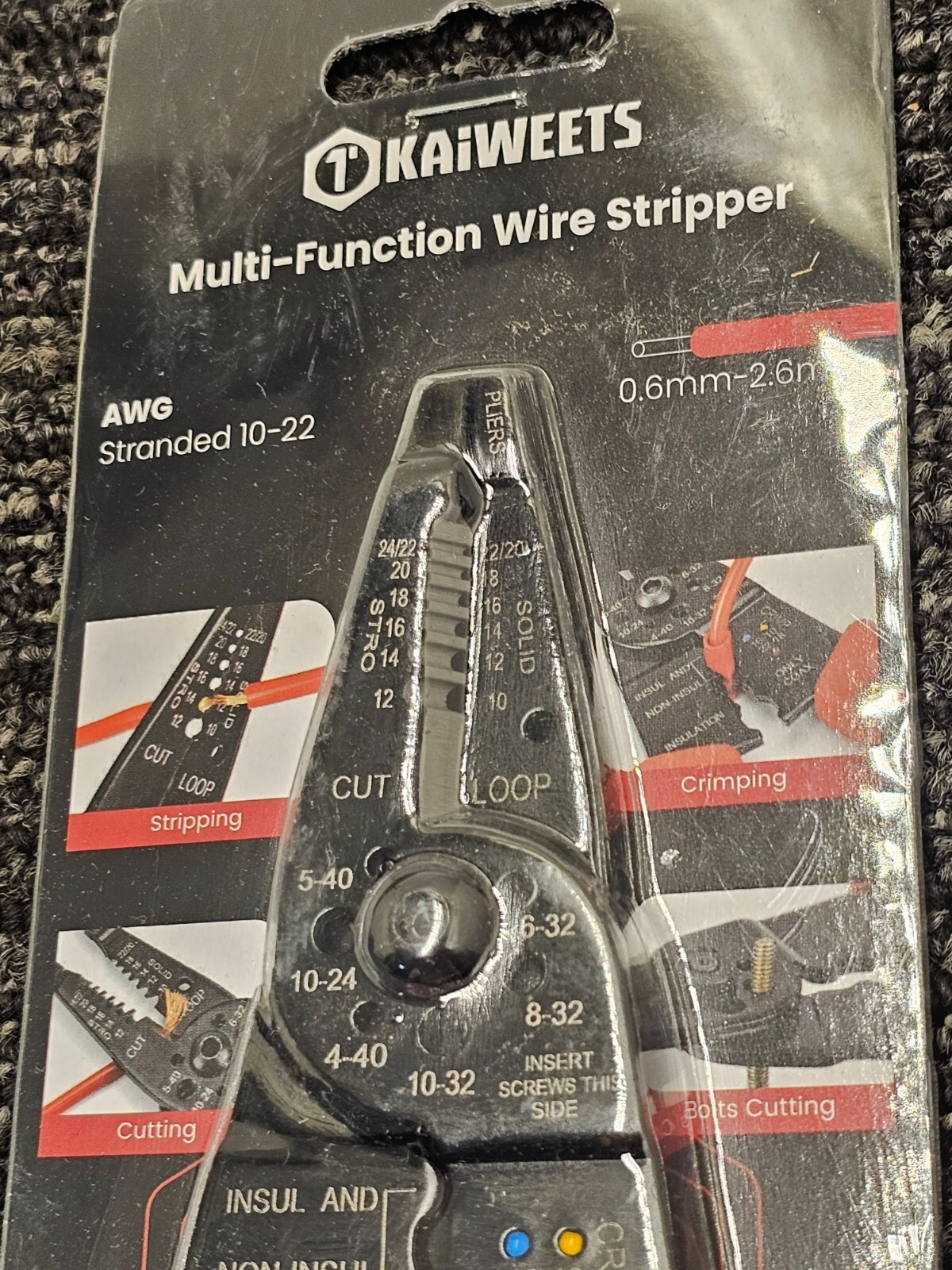 (QTY 2) KAIWEETS KWS-105 Wire Stripper 10-22 AWG Splicer Cable Stripper