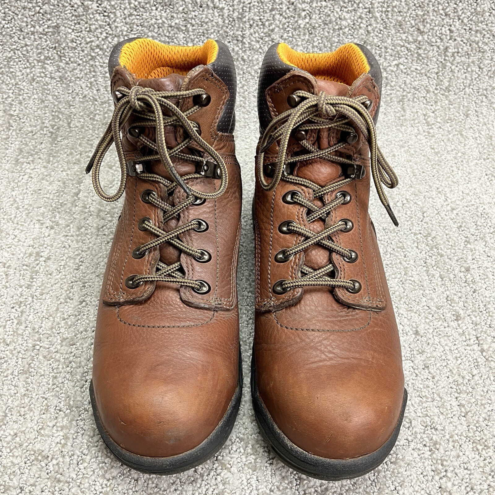 Timberland Pro358 Boots WOMEN Size 10 Brown Leather Lace Up Safety Toe Work Boot