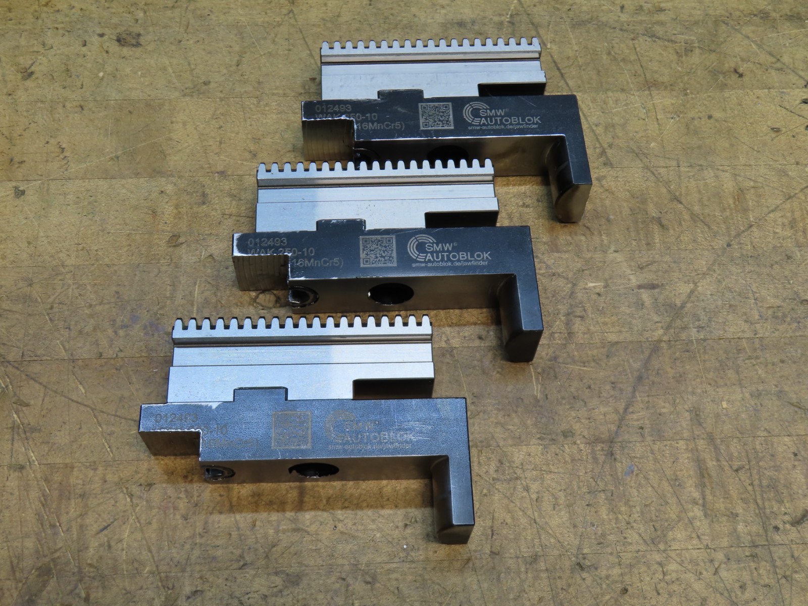 Set of 3 SMW AUTOBLOK WAK 250-10 steel jaws & Schunk masters GBK-250