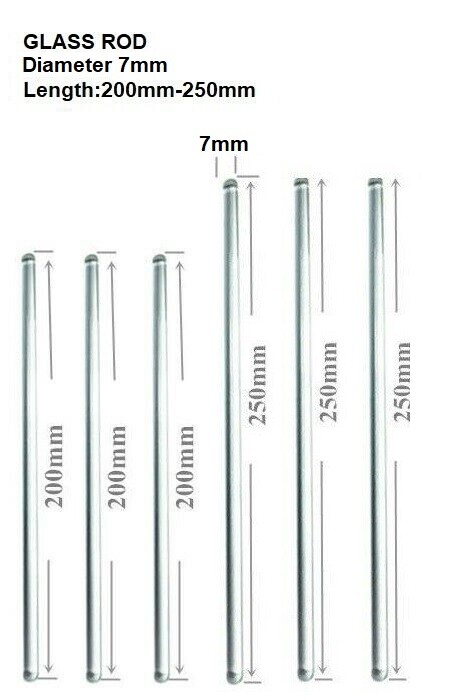 Glass Stirring Rods 8″ 10″(7mm)Diameter for Lab,Kitchen,Science Education 6/Pack