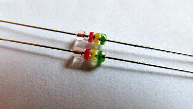 1N542 Vintage ITT Gold Bonded Color Coded Germanium Glass Diodes (2pcs) NOS USA