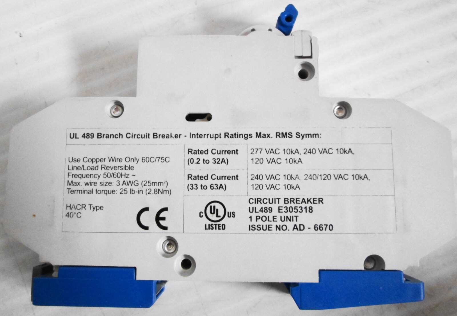 Altech UL 489 D1 Branch Circuit Breaker 1P 1A 277VAC 10kA (4)