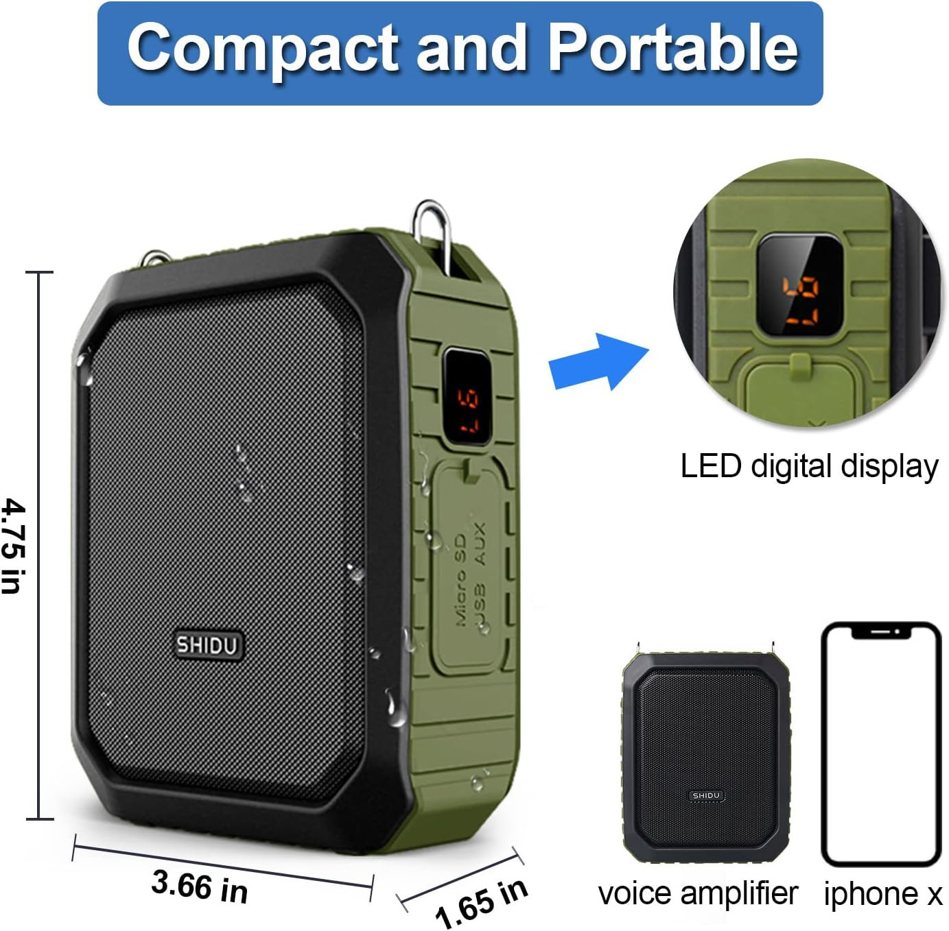 Voice Amplifier with Wireless Headset Mic – 18W 4400Mah Rechargeable Mini Pa Sys