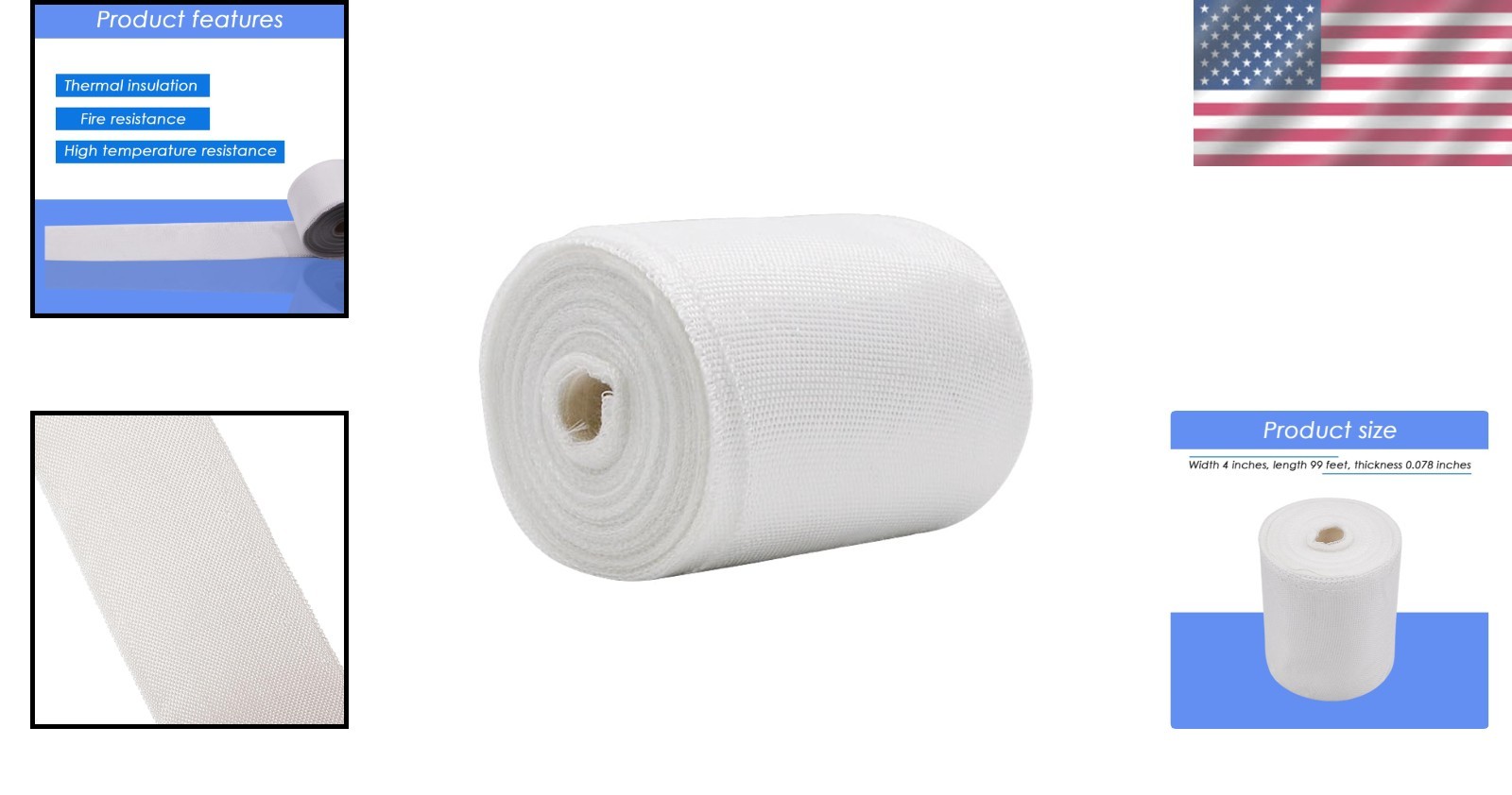 4 Inch x 99Ft Fiberglass Cloth Roll Non-Adhesive Woven Cloth Strip For Repair