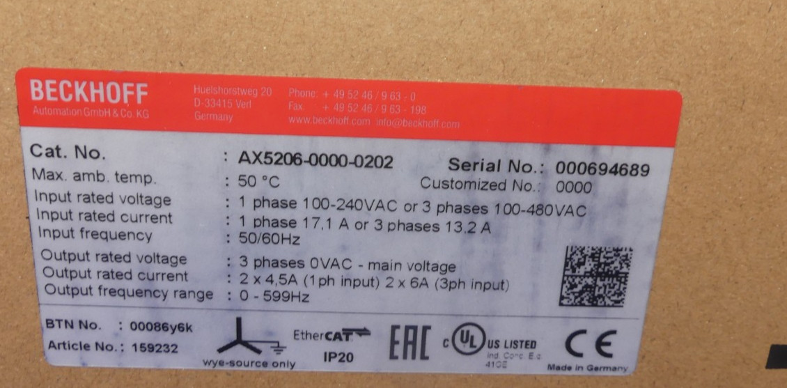 BECKHOFF AX5206-0000-0202 NEW