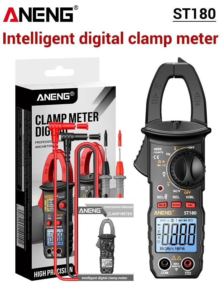 ANENG ST180 Digital Clamp Meter 4000 Counts AC Current Multimeter Voltage Test