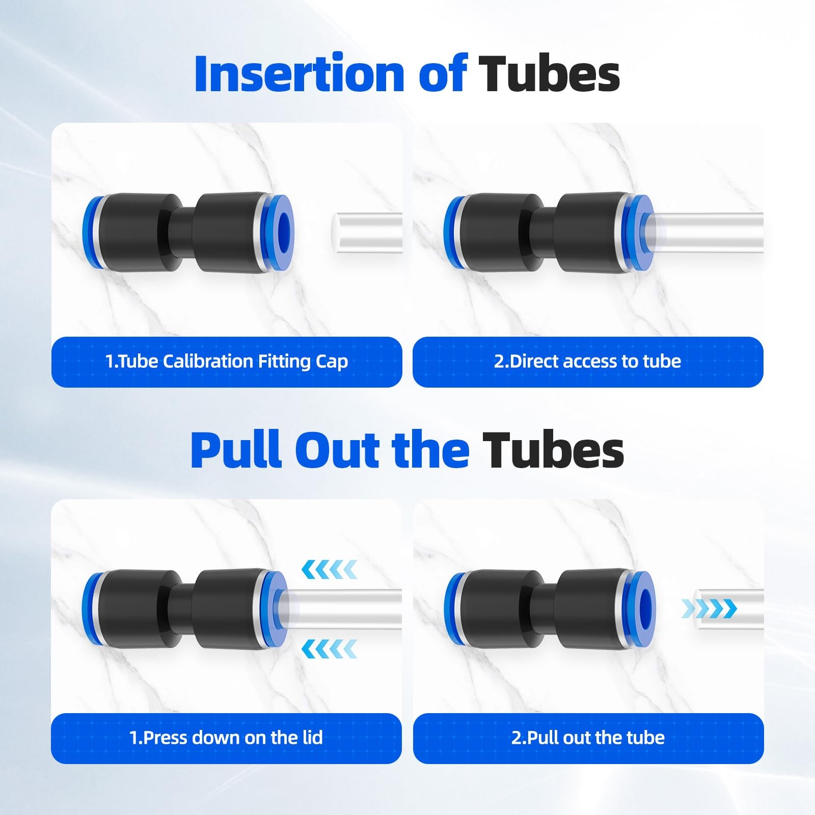 50PCS Quick Connect Air Hose 1/4″-5/16″-5/32″-3/8-/1/2″OD(50pcs), Black/Blue
