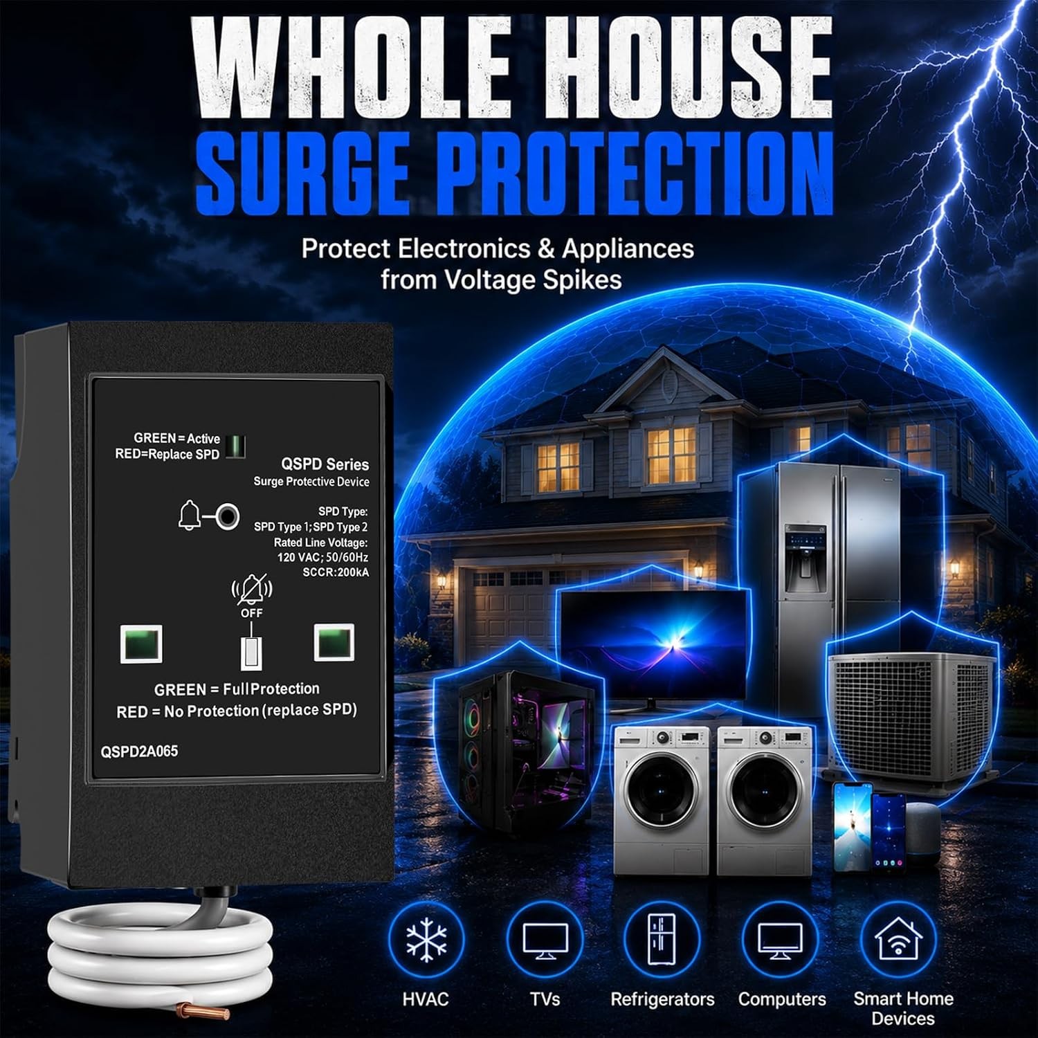 for Siemens QSPD2A065P Plug-in Surge Protection Device, 2-Pole 65kA 120/240V 1Ø