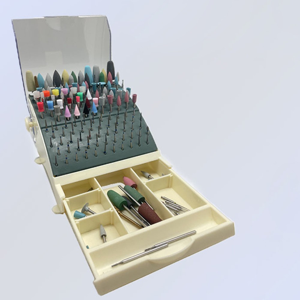 142 Holes Dental Bur Holder Disinfection Box, Bur Block Organizer with Cover NEW