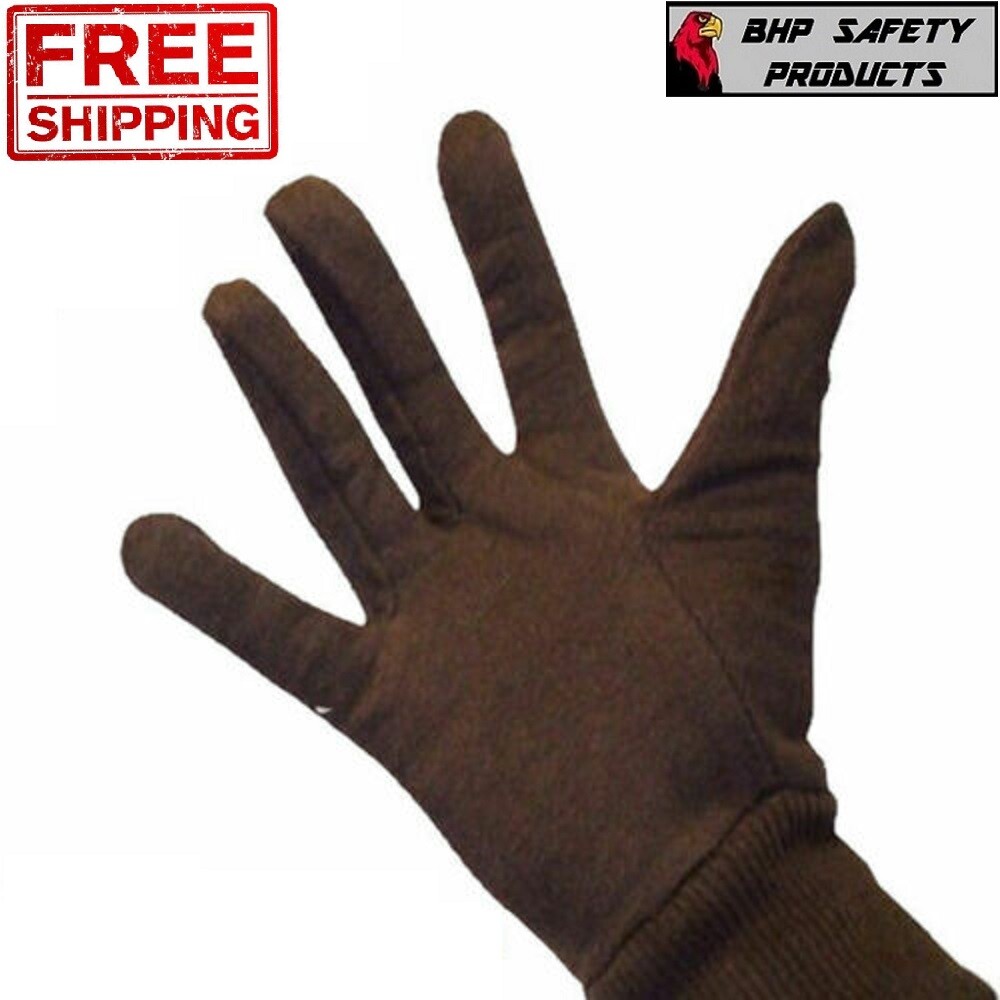 Brown Cotton Jersey Work Gloves, Large – Mens Size – Gardening General Purpose