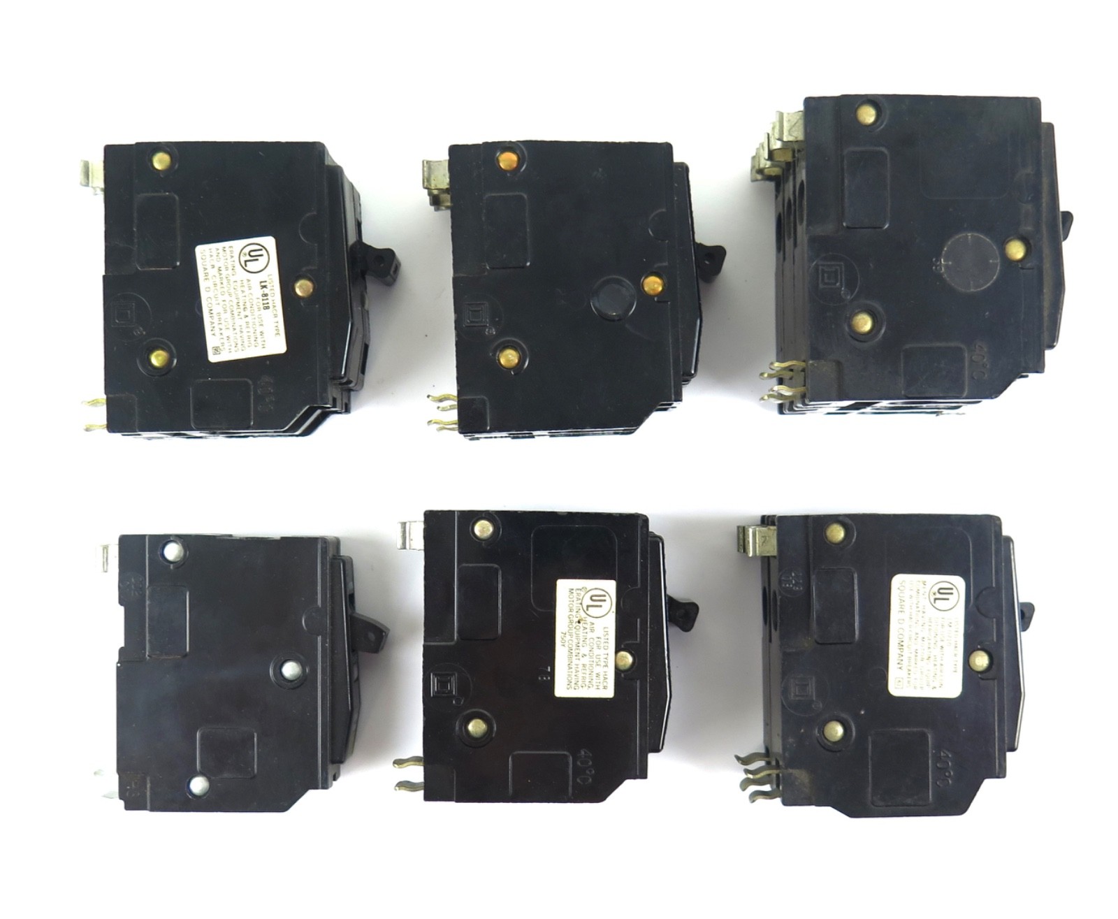 Square D QO Circuit Breaker Lot of 6 – QO110, QO220, QO260, QO340