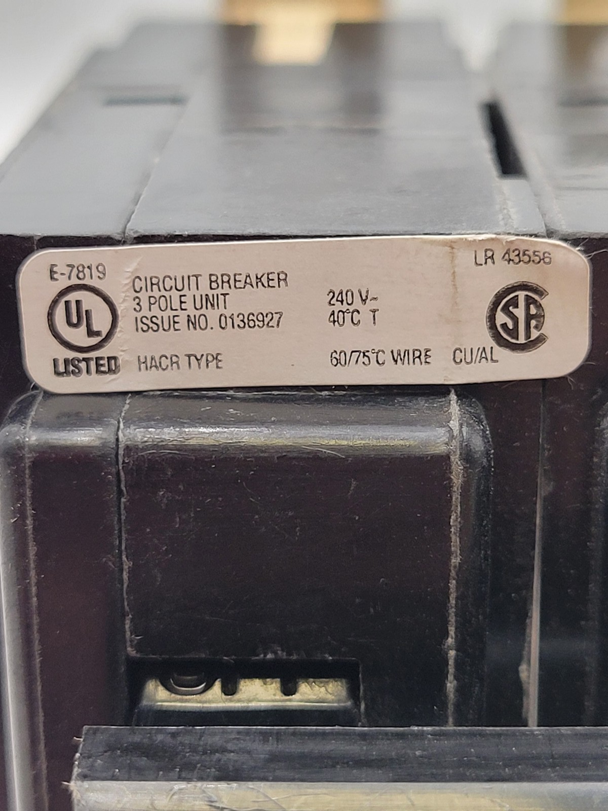 Eaton QBHW3090H Bolt-On Circuit Breaker 90A 240V 3P 3PH QBHW