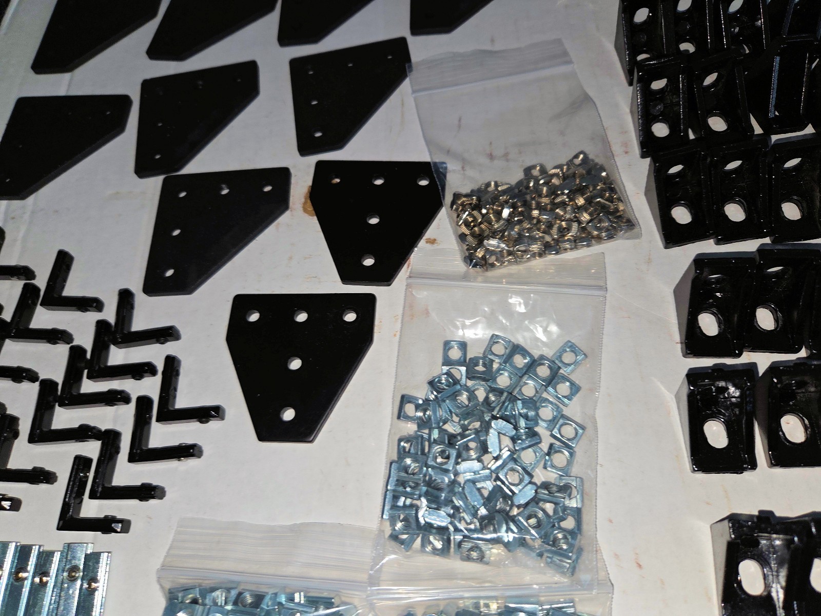 Large Lot Aluminum Extrusion, Angle Brackets, Bolts, T-Nuts, etc