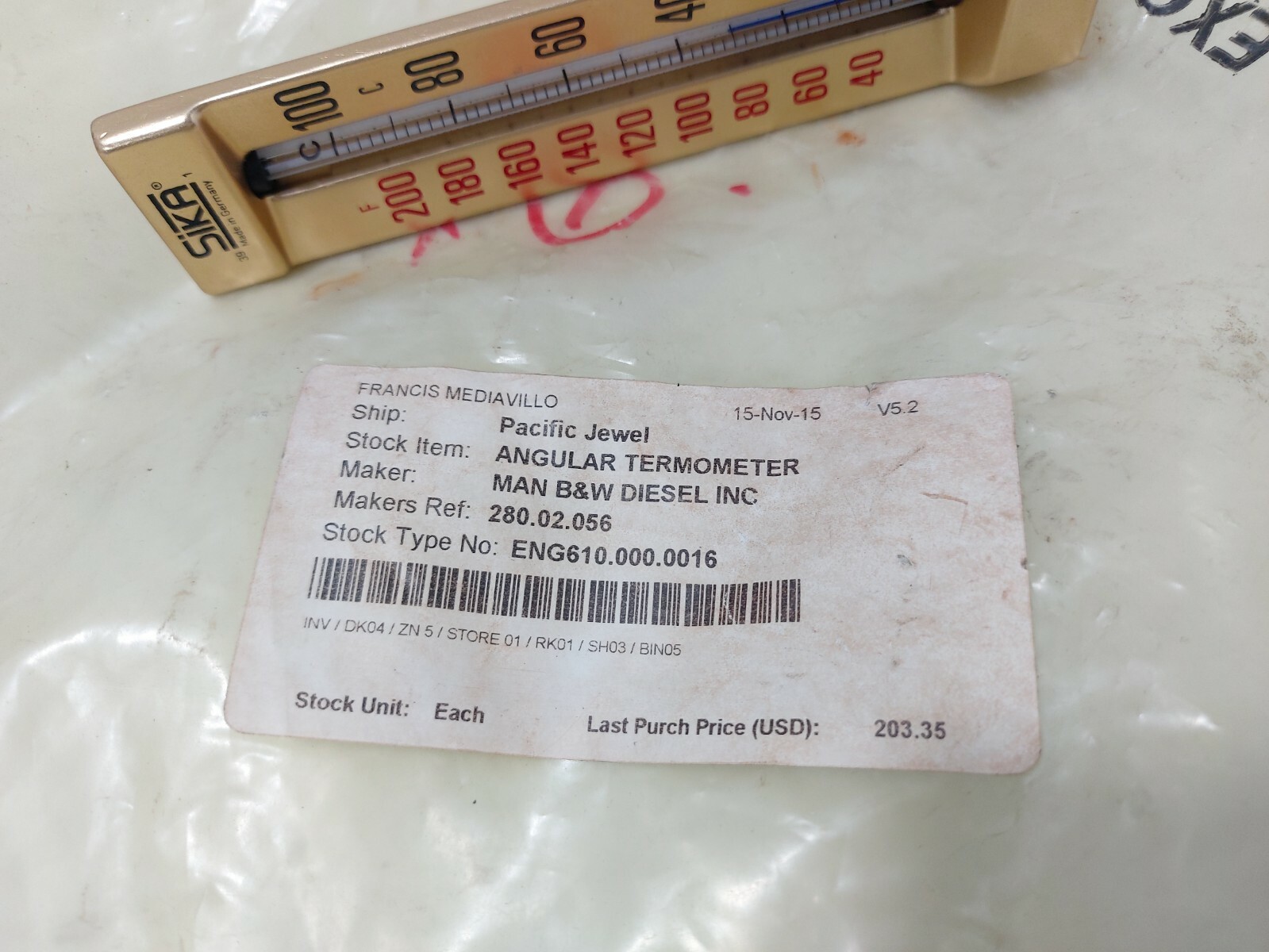 Sika Thermometer 0-100C , 40- 200F Angular Thermometer