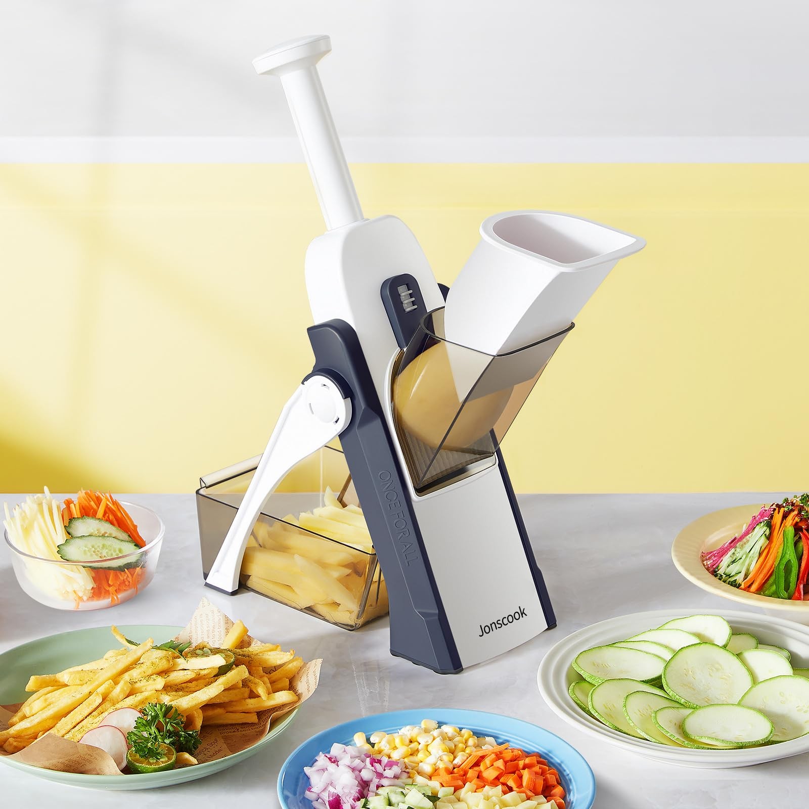 Jonscook Multifunctional Kitchen Gadgets Mandoline Food All in 1, Deep Blue