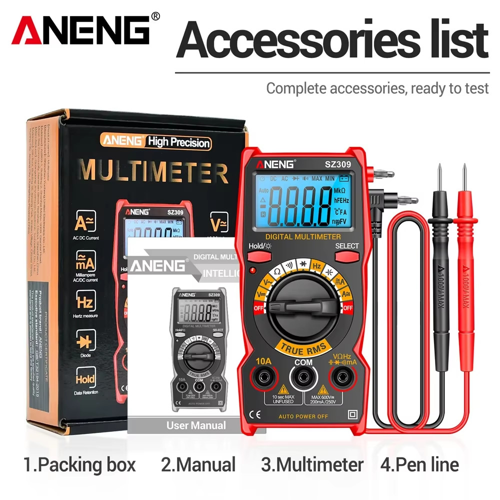 SZ309 Digital Multimeter 1999 Count Smart Professional High Precision AC/DC Volt
