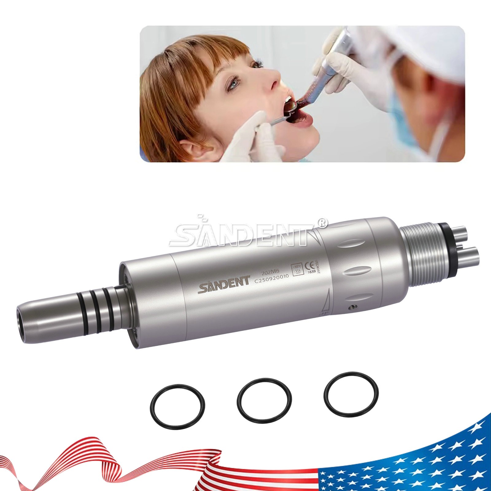 Dental Internal Water Spray E-generator LED Air motor Handpiece 4Hole Low Speed