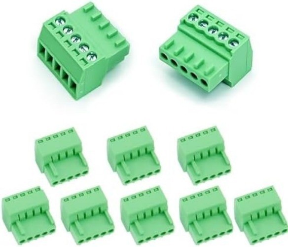 10 PCS 5 Pin 2.54mm Pitch Screw Terminal Block Connector 26 18 AWG Pluggable