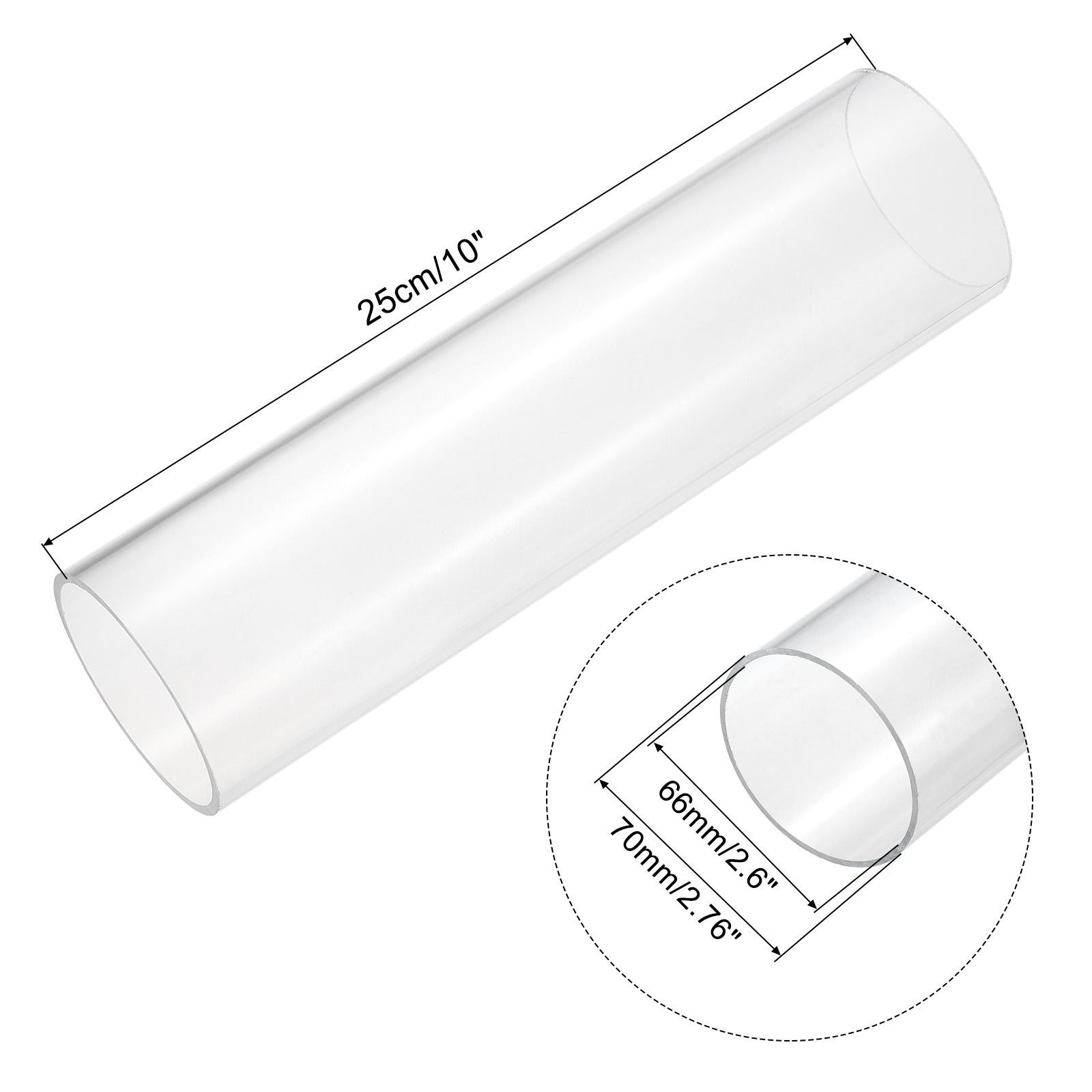 Acrylic Pipe Clear Rigid Round Tube 66mm ID 70mm OD 10″
