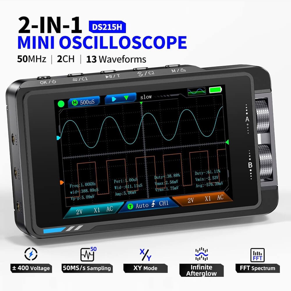 FNIRSI DS215H 2in1 Dual Channel Digital Oscilloscope Signal Generator 50MHz 250MSa/s