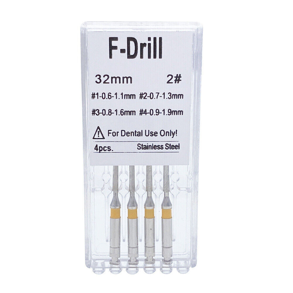 4 Pcs/Box Dental Stainless Steel Endodontic Root Canal Fiber Post Drills 1.3mm